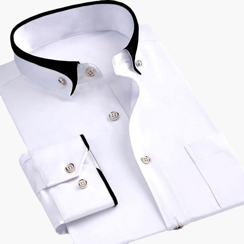 Camisa de vestir para hombre estilo lujo con cuello contrastado – Elegancia profesional y para la noche