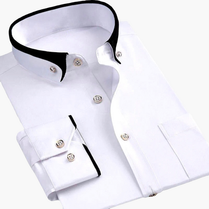 Camisa de vestir para hombre estilo lujo con cuello contrastado – Elegancia profesional y para la noche