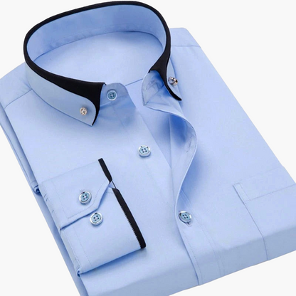 Camisa de vestir para hombre estilo lujo con cuello contrastado – Elegancia profesional y para la noche