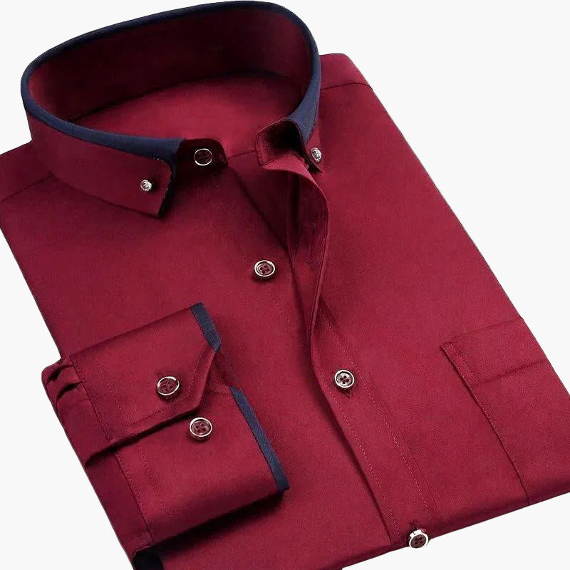 Camisa de vestir para hombre estilo lujo con cuello contrastado – Elegancia profesional y para la noche