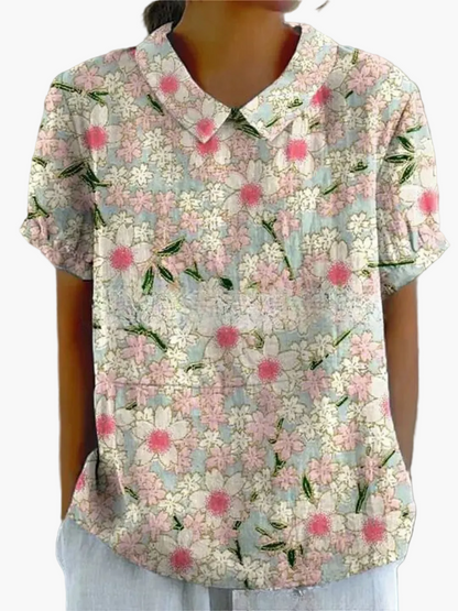 Damesblouse in vintage stijl met bloemenpatroon – casual en stijlvolle mode