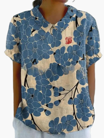 Damesblouse in vintage stijl met bloemenpatroon – casual en stijlvolle mode