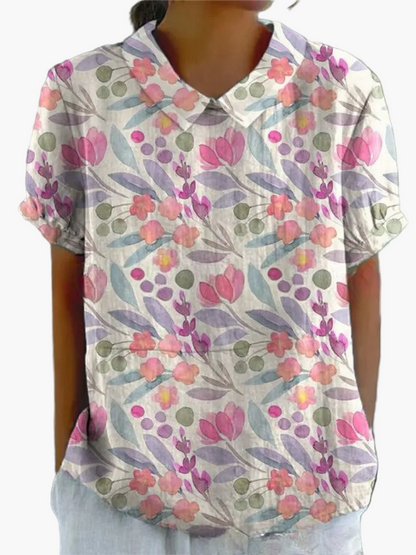 Damesblouse in vintage stijl met bloemenpatroon – casual en stijlvolle mode