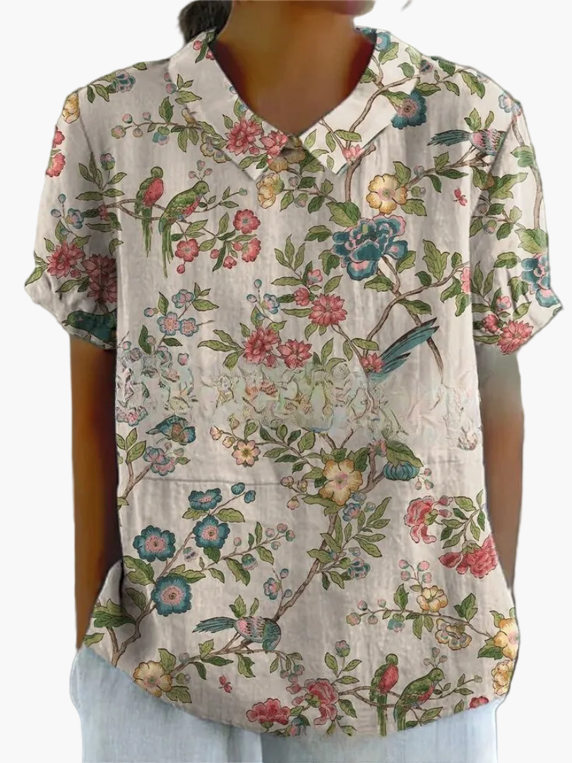 Damesblouse in vintage stijl met bloemenpatroon – casual en stijlvolle mode