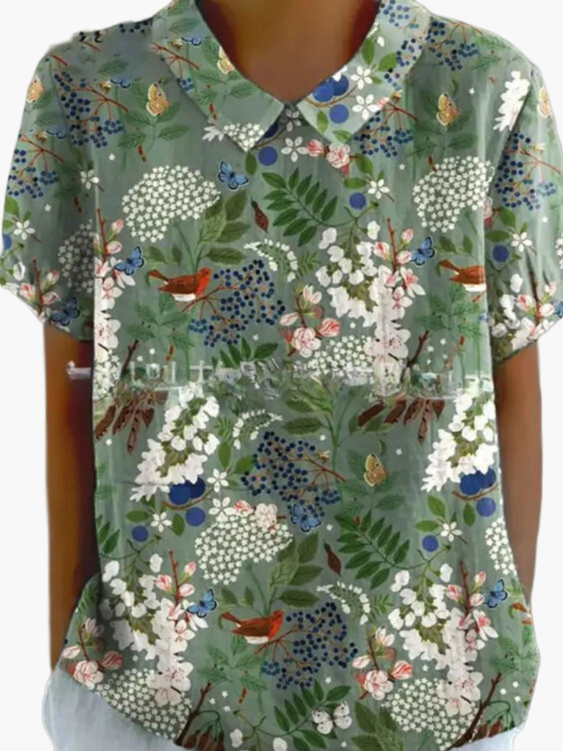 Damesblouse in vintage stijl met bloemenpatroon – casual en stijlvolle mode