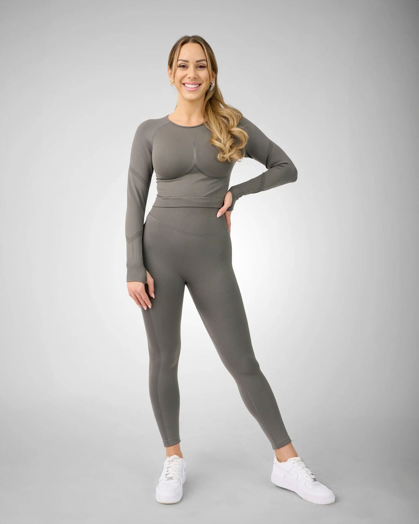 Natasha – Legging Gris Sans Couture avec Taille Haute et Tissu Extensible Doux