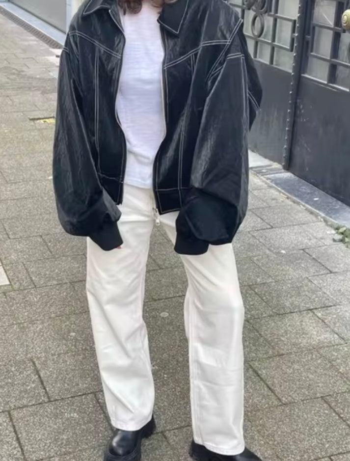 Veste bomber oversize streetwear pour femme – Style urbain décontracté