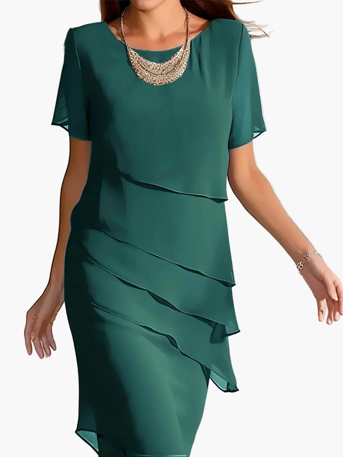 Vestito Donna Elegante Sagomato con Volant – Ideale per Serate e Cerimonie