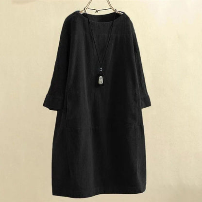 Anne – Robe ample en velours côtelé avec poches