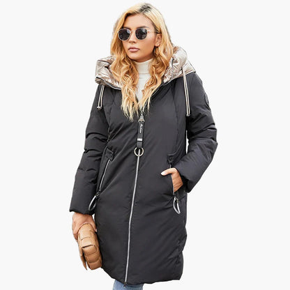 Manteau d'hiver femme style urbain chic avec col large – Idéal pour temps froid