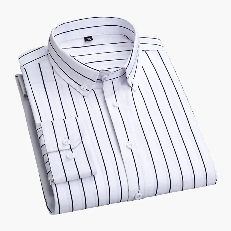 Chemise homme élégante à rayures style business casual – manches longues, tendance urbaine