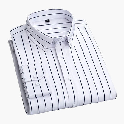 Chemise homme élégante à rayures style business casual – manches longues, tendance urbaine