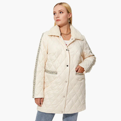 Manteau matelassé style décontracté pour femme avec col effet fourrure et détails tendance