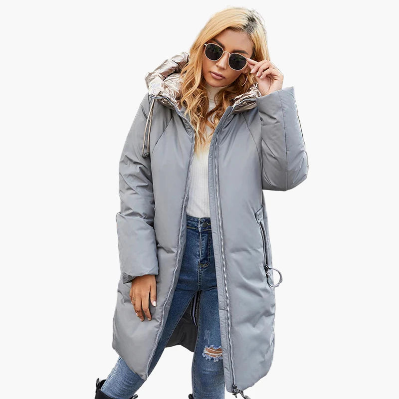 Manteau d'hiver femme style urbain chic avec col large – Idéal pour temps froid