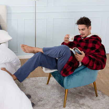 Hoodie Plaid Cocooning Femme – Pull Décontracté et Couverture Idéale pour la Maison