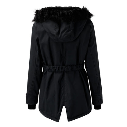 Parka d’hiver élégant pour femme – Style urbain chaud avec capuche en fausse fourrure