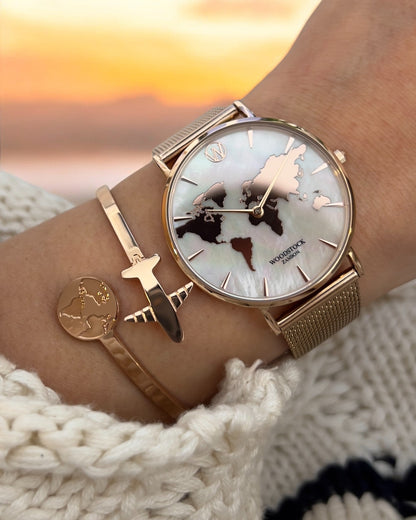 Stephanie – Ensemble de Montre Élégante en Nacre Or Rose pour Femmes