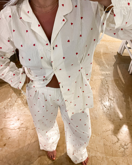 Pyjama ample avec cœurs