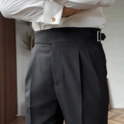 Pantalon habillé taille haute à pinces pour homme – Style élégant et ajusté, idéal affaires et occasions formelles