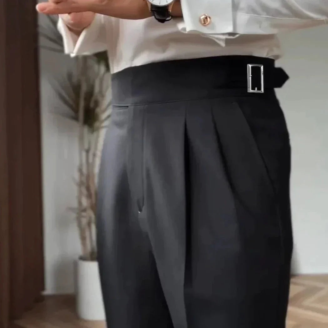 Pantalon habillé taille haute à pinces pour homme – Style élégant et ajusté, idéal affaires et occasions formelles