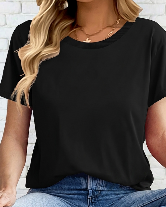 T-shirt basique décontracté pour femme à manches courtes, col rond, style quotidien