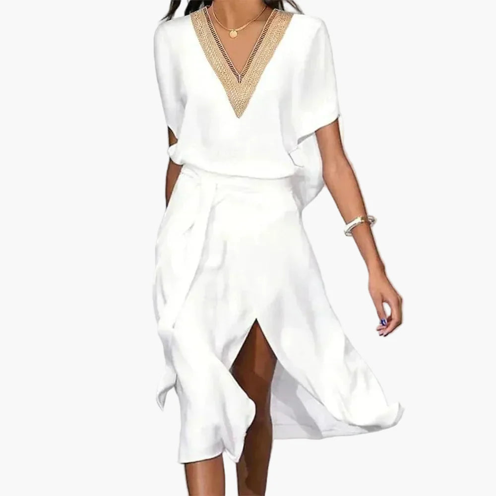 Abito Donna Elegante Scollo a V Stile Moderno per Occasioni e Quotidiano