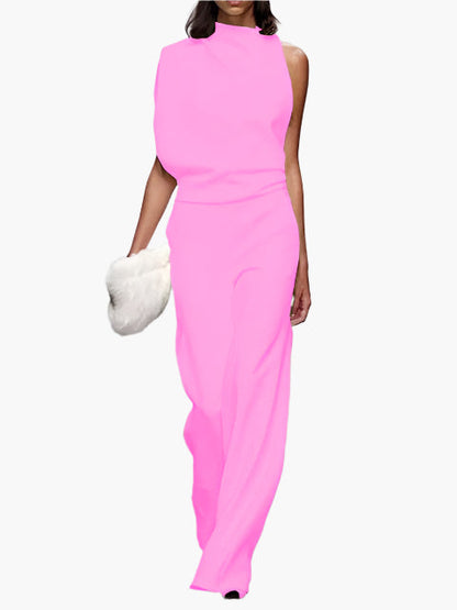 Combinaison élégante sans manches pour femme, style ample, idéale pour bureau ou soirée