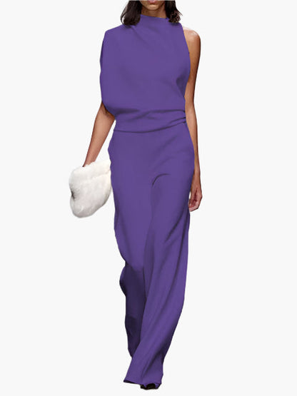 Combinaison élégante sans manches pour femme, style ample, idéale pour bureau ou soirée