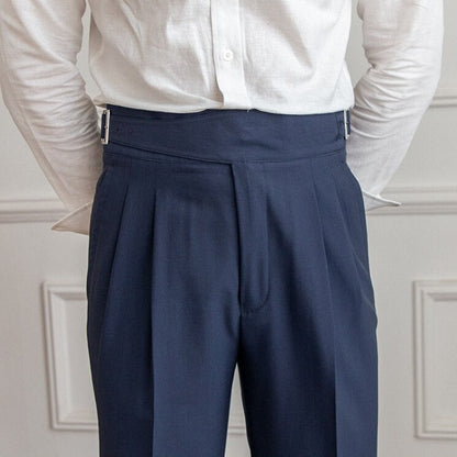 Pantalon habillé taille haute à pinces pour homme – Style élégant et ajusté, idéal affaires et occasions formelles