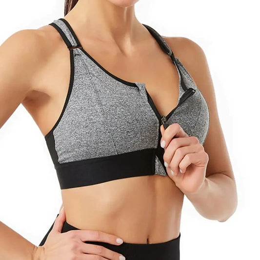 Soutien-gorge de sport avec fermeture à glissière réglable sur le devant et dans le dos