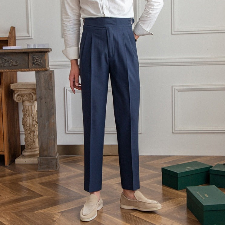 Pantalon habillé taille haute à pinces pour homme – Style élégant et ajusté, idéal affaires et occasions formelles