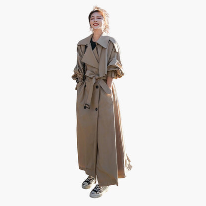 Trench-coat long oversize pour femme – Style classique double boutonnage – Élégant pour toutes occasions