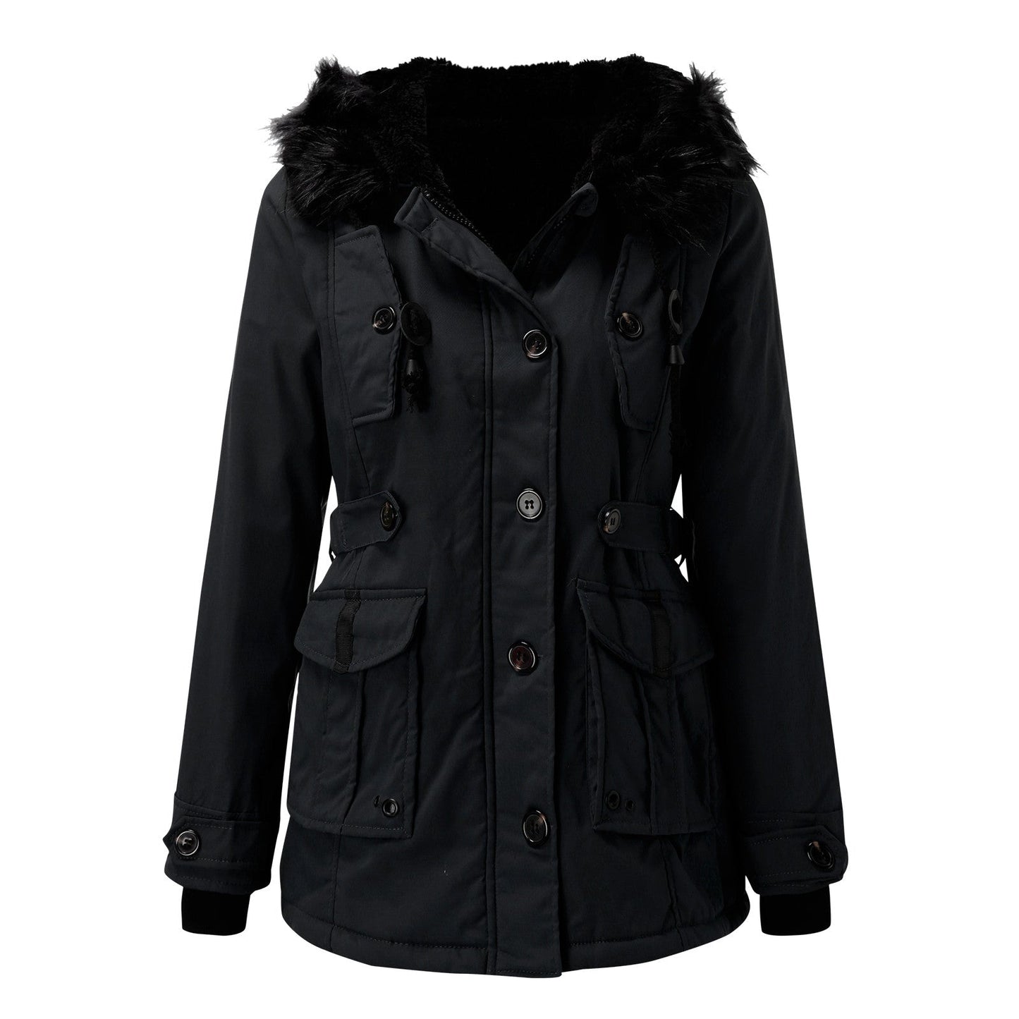 Parka d’hiver élégant pour femme – Style urbain chaud avec capuche en fausse fourrure