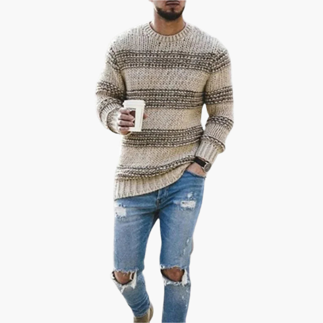 Pull en maille épaisse style nordique pour homme – Casual et élégant pour l’hiver