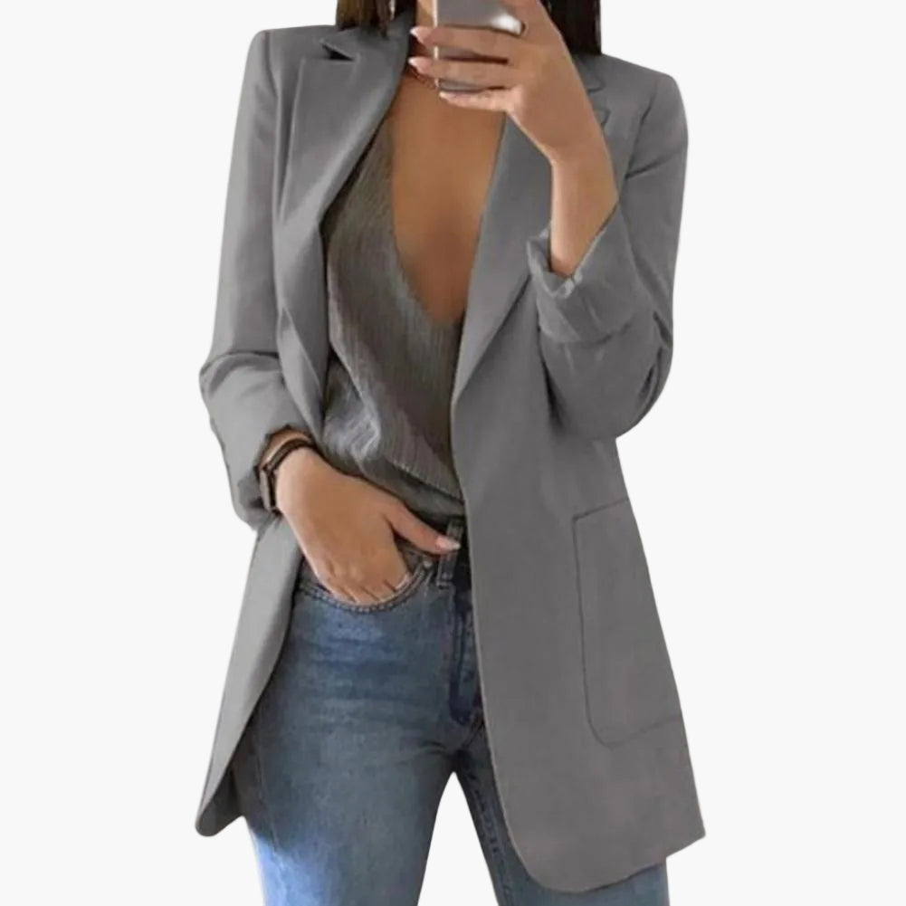 Blazer lungo donna elegante taglio moderno per ufficio e uscite