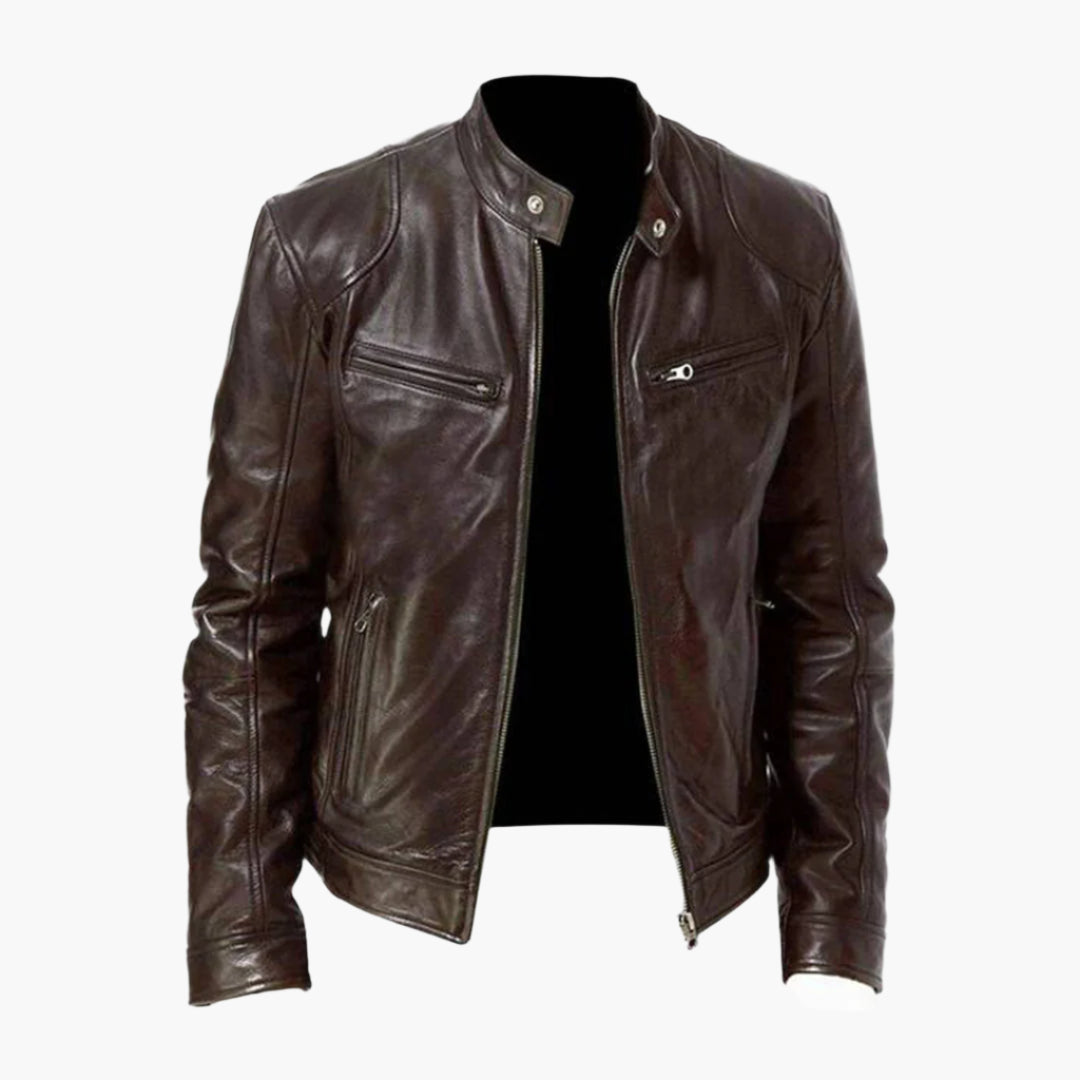 Veste en cuir style motard pour homme – Élégance polyvalente, idéale au quotidien