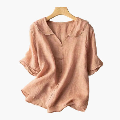 Elegante damesblouse met gekartelde kraag in vintage stijl voor dagelijks gebruik