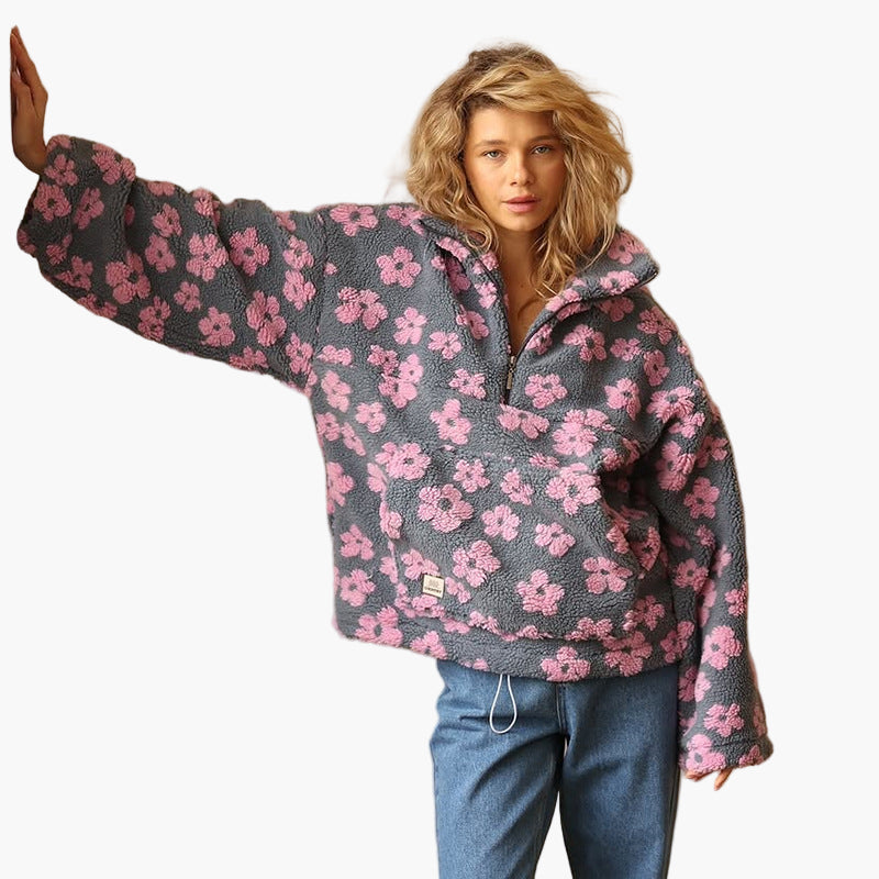 Sweat-shirt femme style bohème à fleurs pour moments cocooning et sorties décontractées