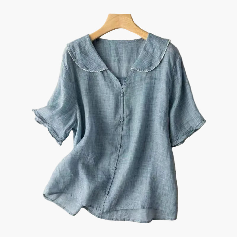 Elegante damesblouse met gekartelde kraag in vintage stijl voor dagelijks gebruik