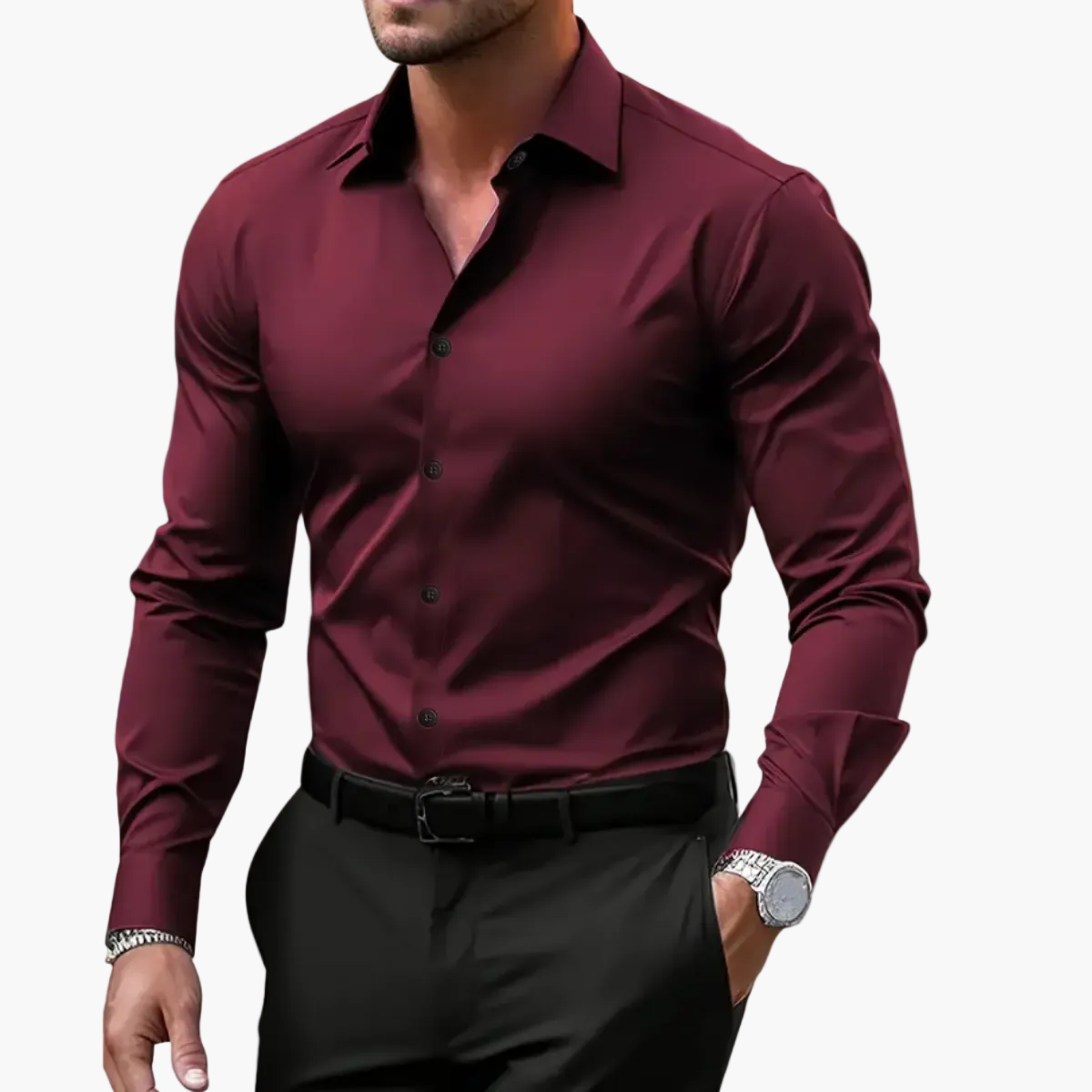 Camisa elegante para hombre corte clásico estilo versátil para negocios y ocasiones informales