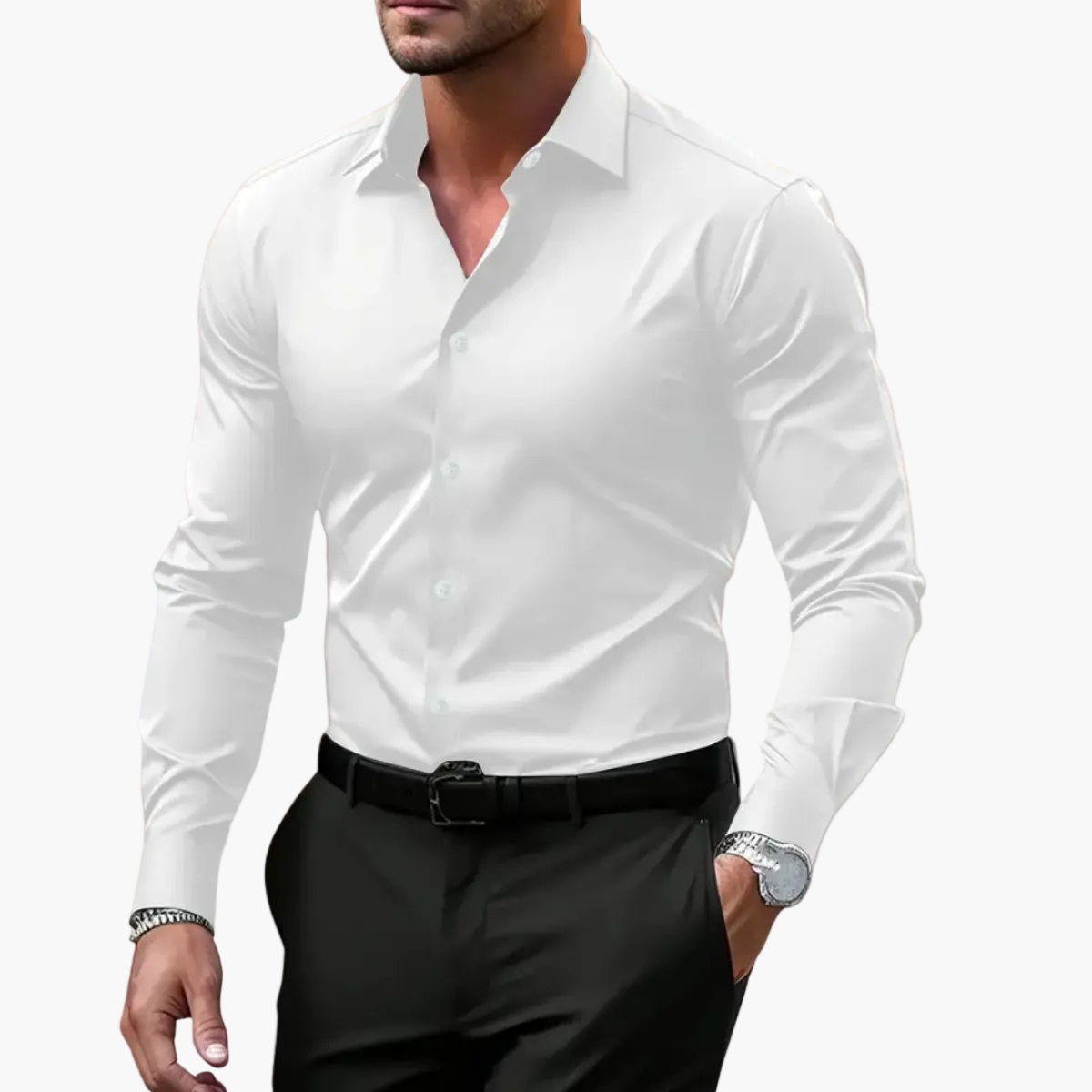 Camisa elegante para hombre corte clásico estilo versátil para negocios y ocasiones informales