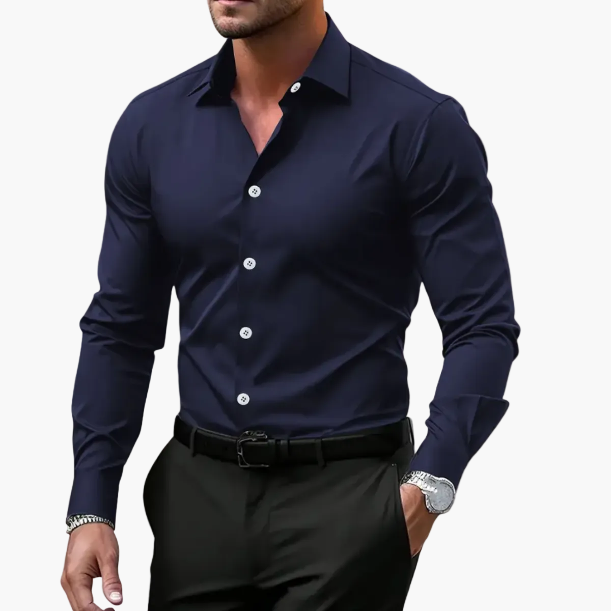 Camisa elegante para hombre corte clásico estilo versátil para negocios y ocasiones informales