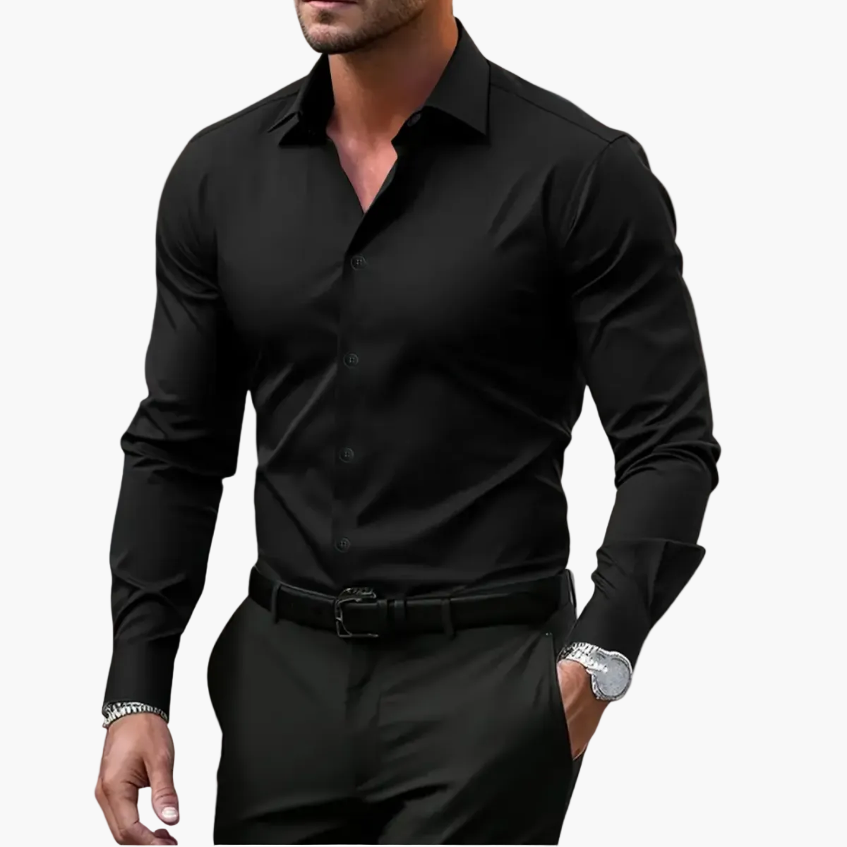 Camisa elegante para hombre corte clásico estilo versátil para negocios y ocasiones informales