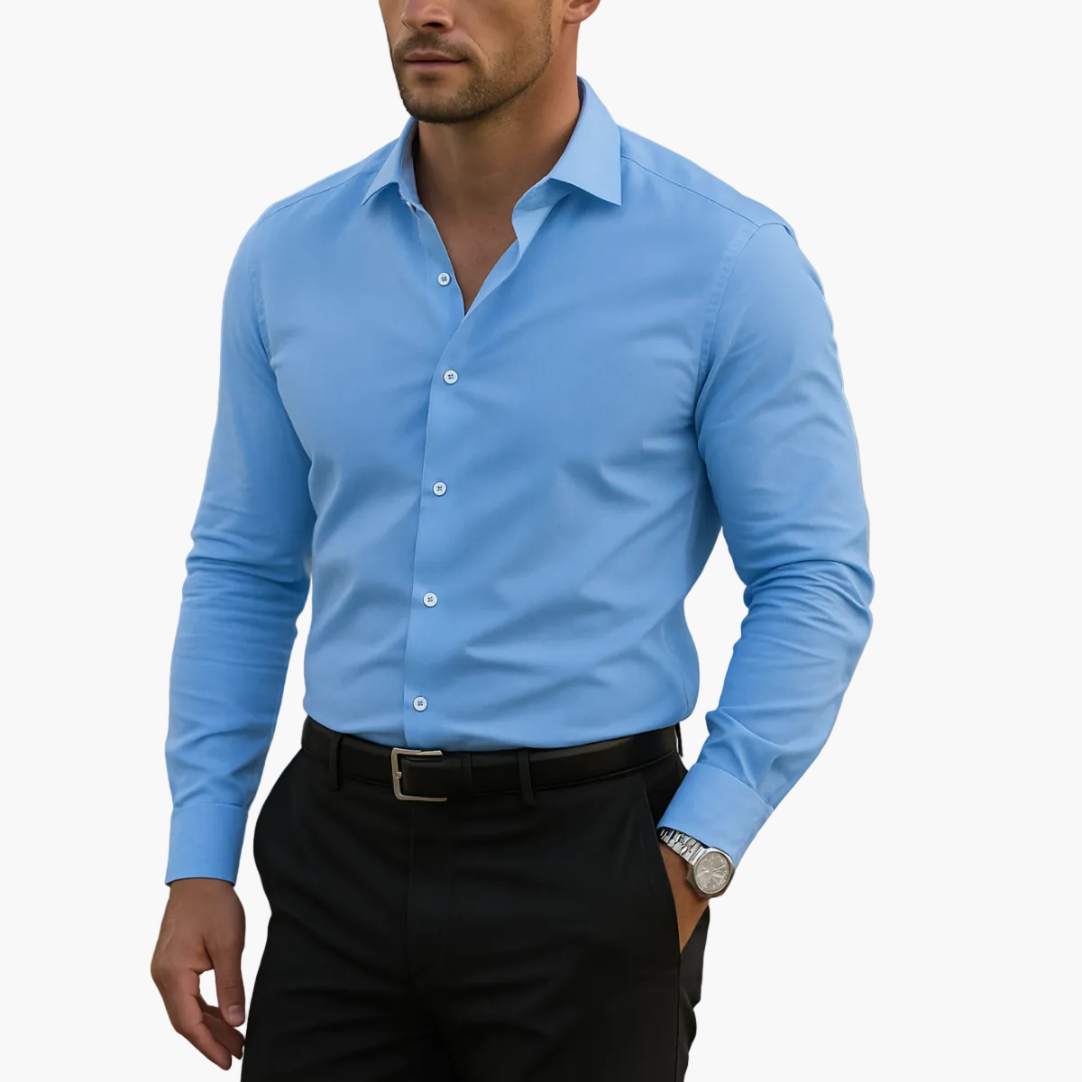 Camisa elegante para hombre corte clásico estilo versátil para negocios y ocasiones informales