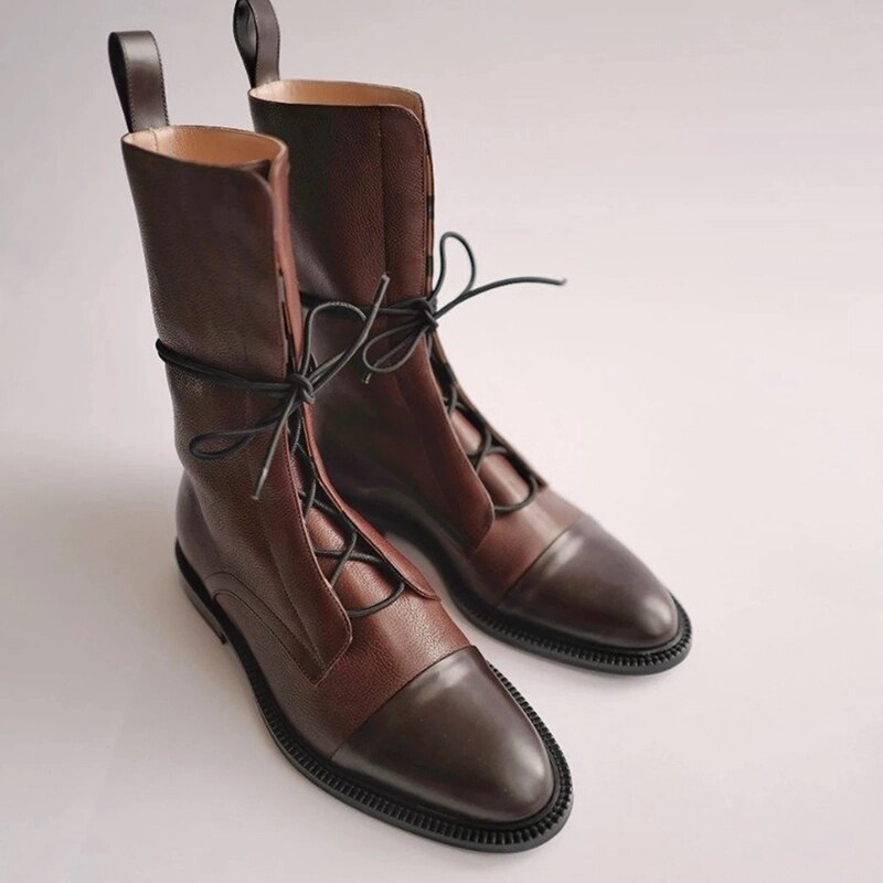 Bottes à lacets classiques pour femme, style citadin chic et polyvalent