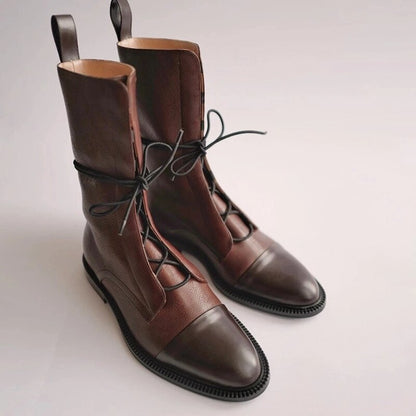 Bottes à lacets classiques pour femme, style citadin chic et polyvalent