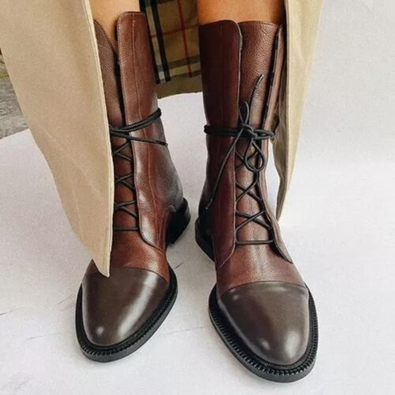 Bottes à lacets classiques pour femme, style citadin chic et polyvalent