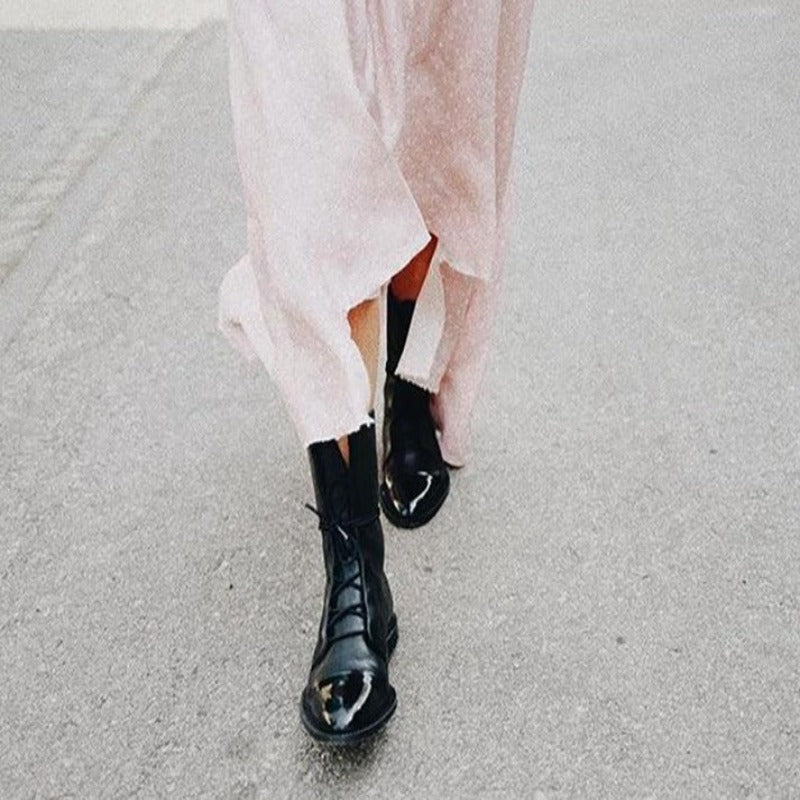 Bottes à lacets classiques pour femme, style citadin chic et polyvalent