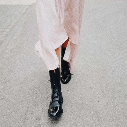 Bottes à lacets classiques pour femme, style citadin chic et polyvalent
