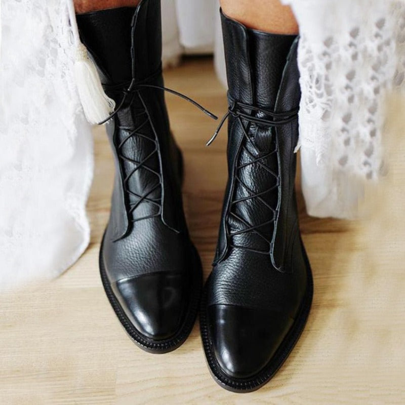Bottes à lacets classiques pour femme, style citadin chic et polyvalent
